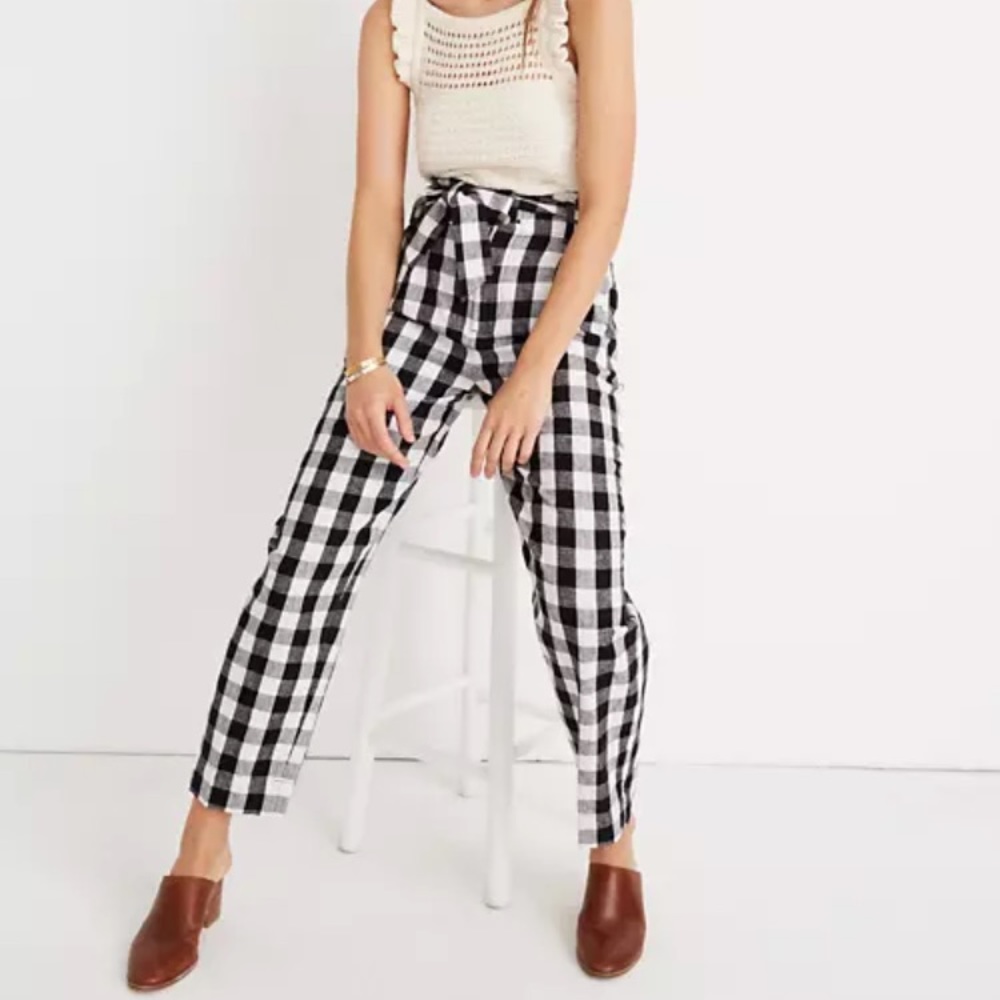 Madewell Paperbag Pants in Gingham